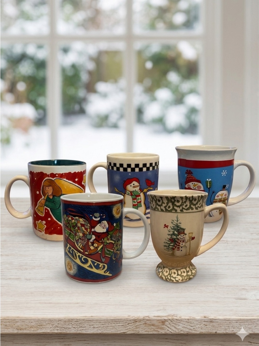 Holiday Ceramic Christmas Mug Set - Assorted Colors